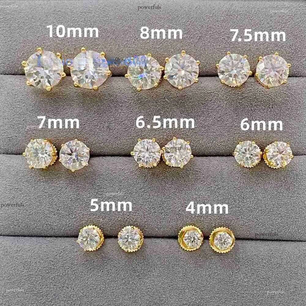 Pass Dia Tester Classic 6 Prong Sterling Sier Moissanite Screw Back Stud Earrings