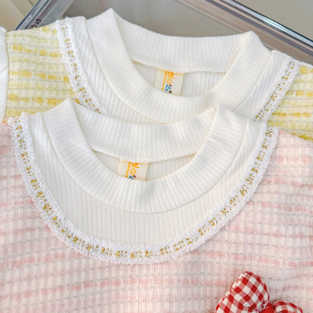 Baby Girl Dress Spring And Autumn Bow And Love Pattern Knitted Plaid Long-Sleeved Baby Dresses Cute Casual Girl Kids Dress 250715