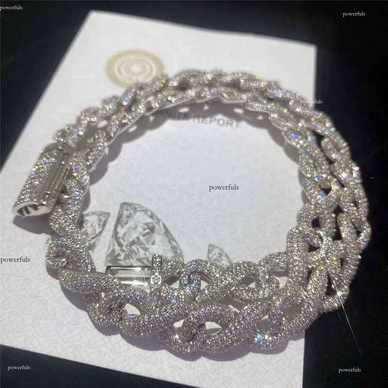 Iced Out Moissanite Cuban Link Chain Classic Box Clasp Hip Hop Men Jewelry Gold Necklace Bling Dia Chains