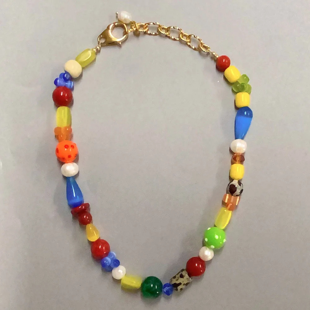 Y2K Fashion Colorful Round Stone Necklace Natural Pearl beaded Necklace For women and men universal vintage jewelry 250711
