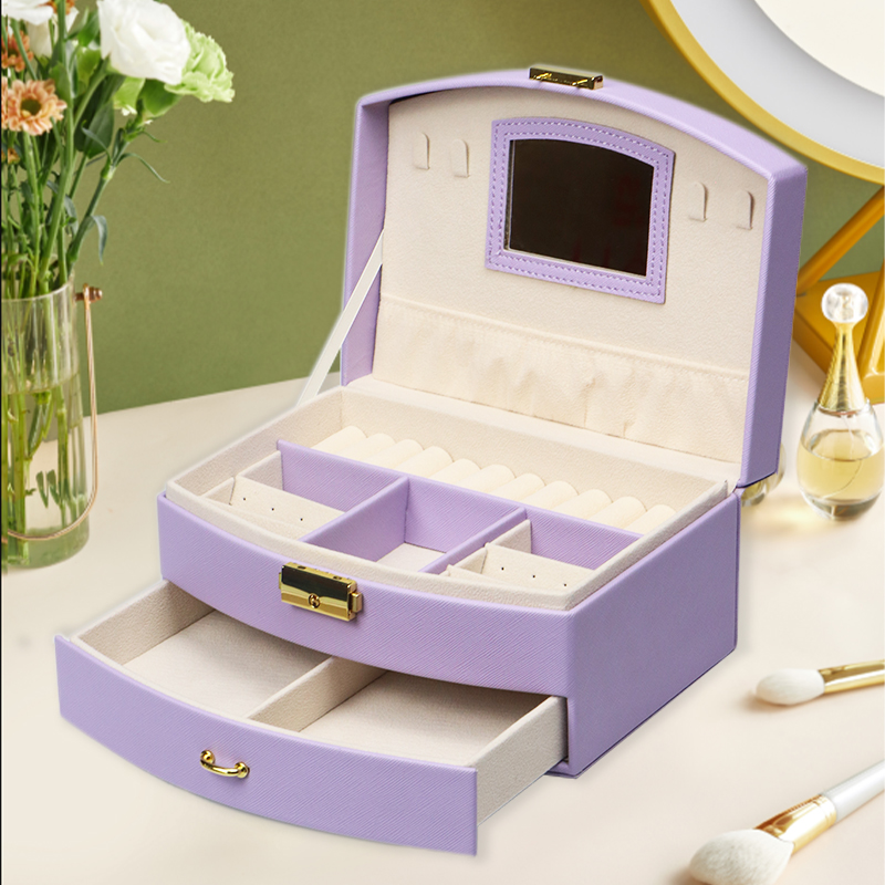 jewelry box Semi-circular double-layer small jewelry storage box