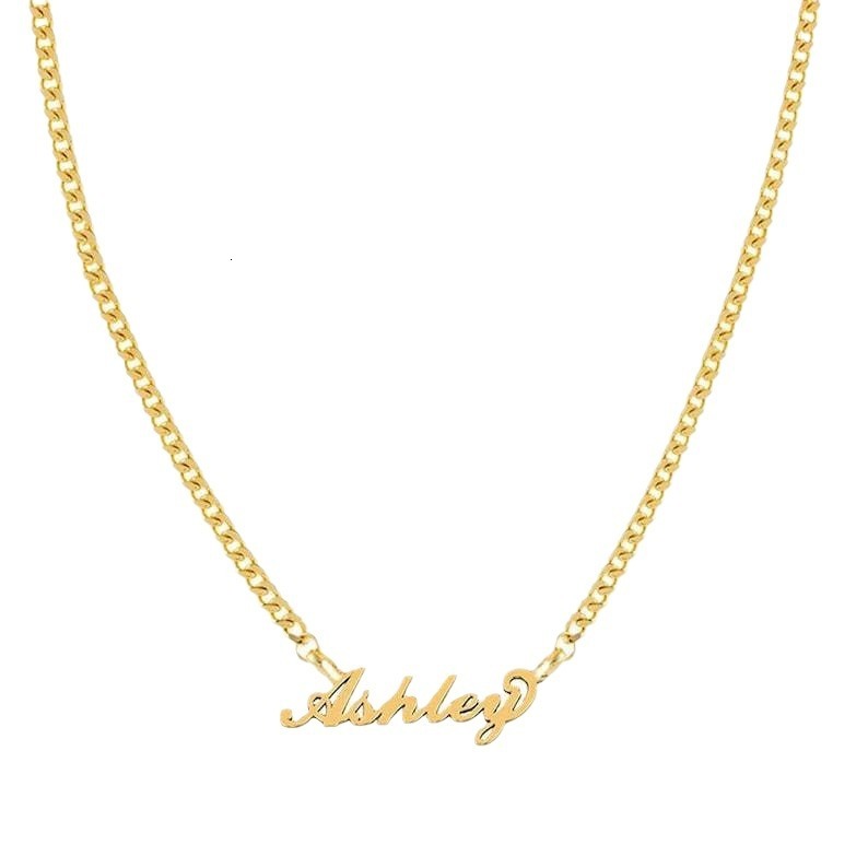 Luxury Jewelry Designer Jewelry Cross-border Hot Selling European And American Hip-hop English Name Letter Pendant Necklace Titanium Steel Chain Thick