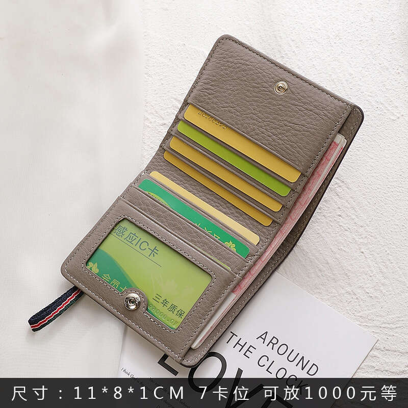 Women's 2025 New Model Short Genuine Leather Multifunctional Card Holder Simple Versatile Small Wallet Trendy