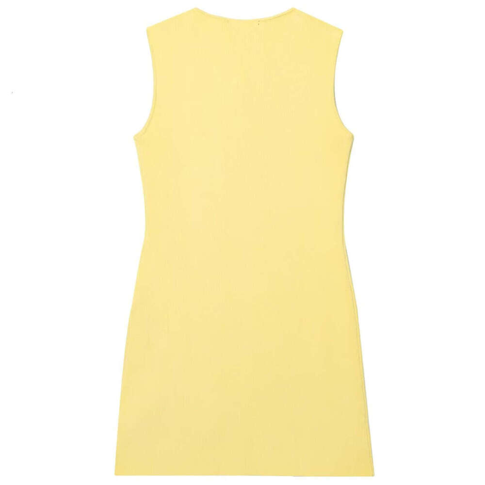 TRAFZA Women's Summer Round Neck Sleeveless Irregular Button Decor Knitted Dress B5