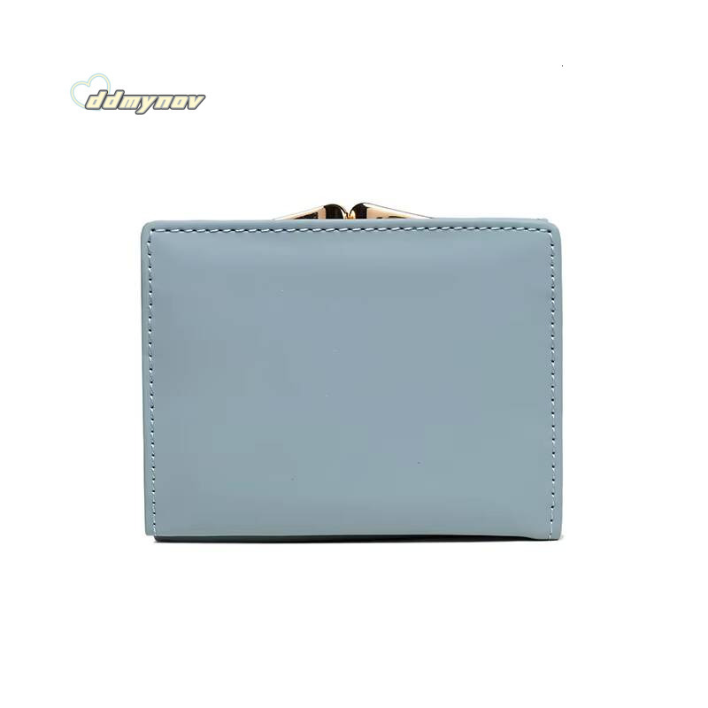 024 Womens summer new womens short wallet Japan and South Korea PU leather hardware buckle three fold bag high texture multi-c ddmynov