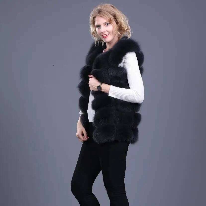 Women's Natural Fur Real Fox Vest, Short, High Quality MDNG