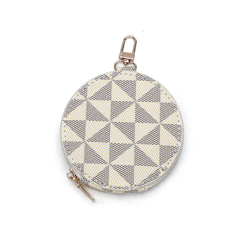 Pattern Keychain Purse High-end Mini Round Coin Pendant Small Bag