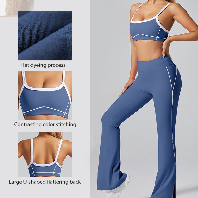 New Style Color-Blocked White-Trimmed Naked-Feel Outdoor Sports Bra, High-Impact Shockproof, Thin-Strapped, Backless Yoga Tank Top