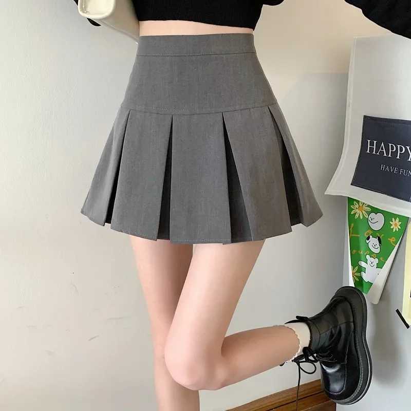 2024 Summer New Women Slim Solid Color Pleated Short Skirt College Style Pure Want To High-waisted Skinny-proof A-line Clothing R250728