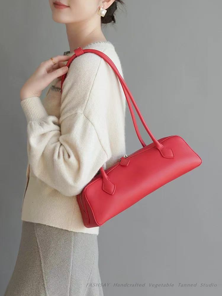 higher quality new alaibag Teckel Bags Leather Shoulder Bag Women Handbags Fashion Baguette Bag Armpit Bag Long Profile Double Zipper Opening Closing Design 19