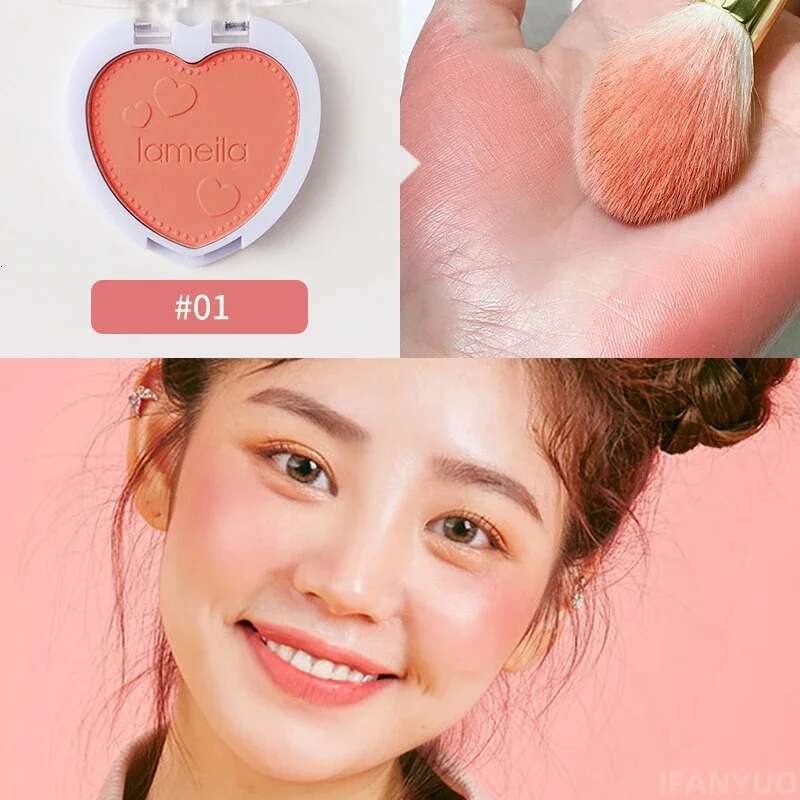 Lovely Heart Monochrome Makeup Palette Mineral Powder Red Rouge Natural Cream Cheek Tint Orange Pink Blush Cosmetic X250715 X250715