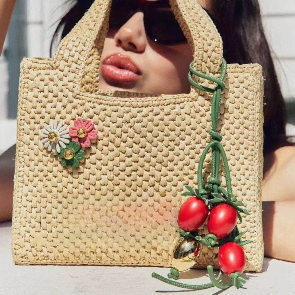 Lavender Leather Bag Charm Tomato Pumpkin Bag Pendant Decoration Couple All-match Flower Keychain Bag Accessories 250714