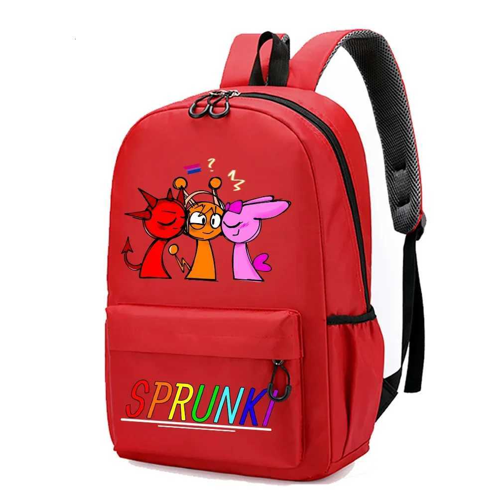 New Sprunki School Bag Cartoon Anime Figure Print Oxford Cloth Backpack Waterproof Load Reduction Boys Girls Bookbag Kids Gift X2507151
