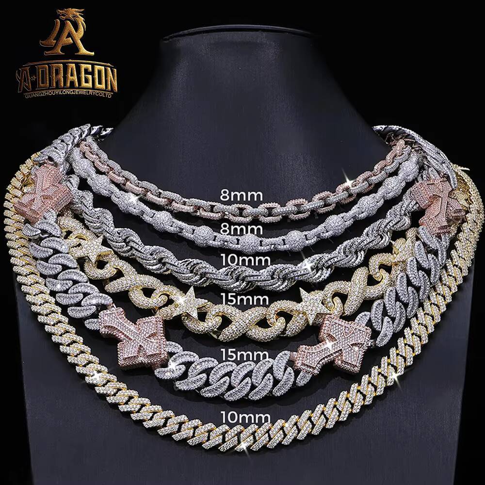 Factory Price 925 Sterling Silver Tennis Chain Fashion Iced out 4mm D Color Moissanite Necklace High Quality Jewelry
