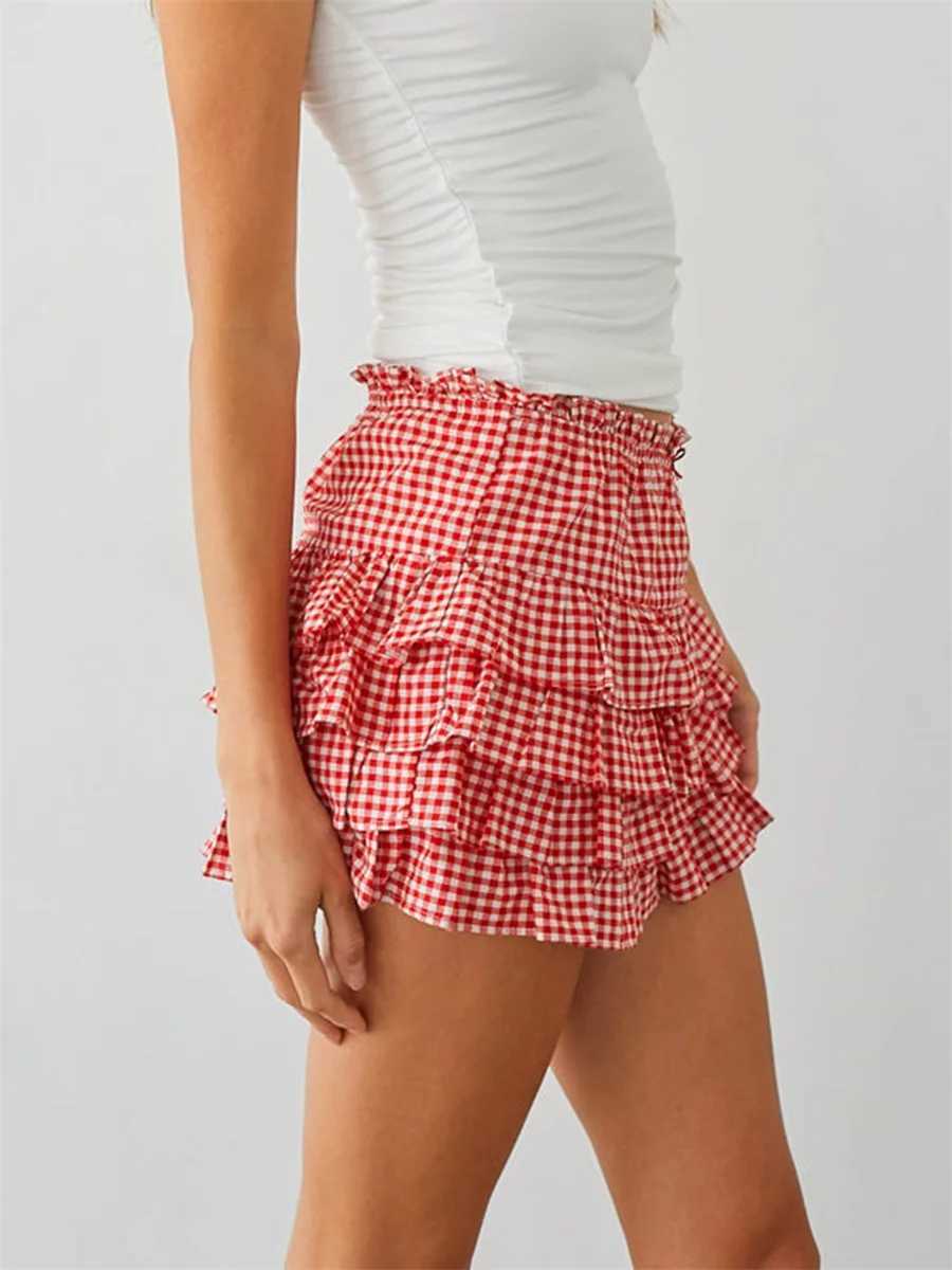 Women s Plaid Skorts Chic High Waist Double Layered Shorts for Stylish Club Party Outfits and Summer Streetwear R250715