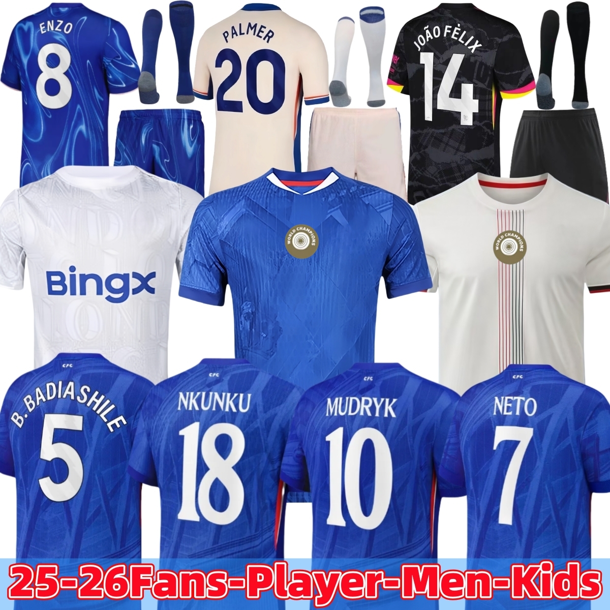 chelseas fc jersey 25 26 Cole Palmer Jadon Sancho Enzo Fernandez jersey Marc Cucurella Mykhailo Mudryk kit kids Football Shirt cfc jersey
