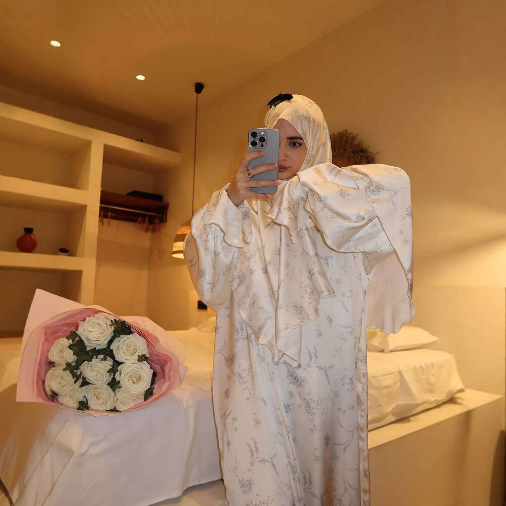 Spring New Women's Printed Midi Skirt Robe Elegant Commuter Fashion Set B5