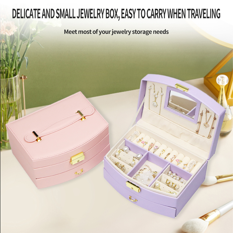 jewelry box Semi-circular double-layer small jewelry storage box