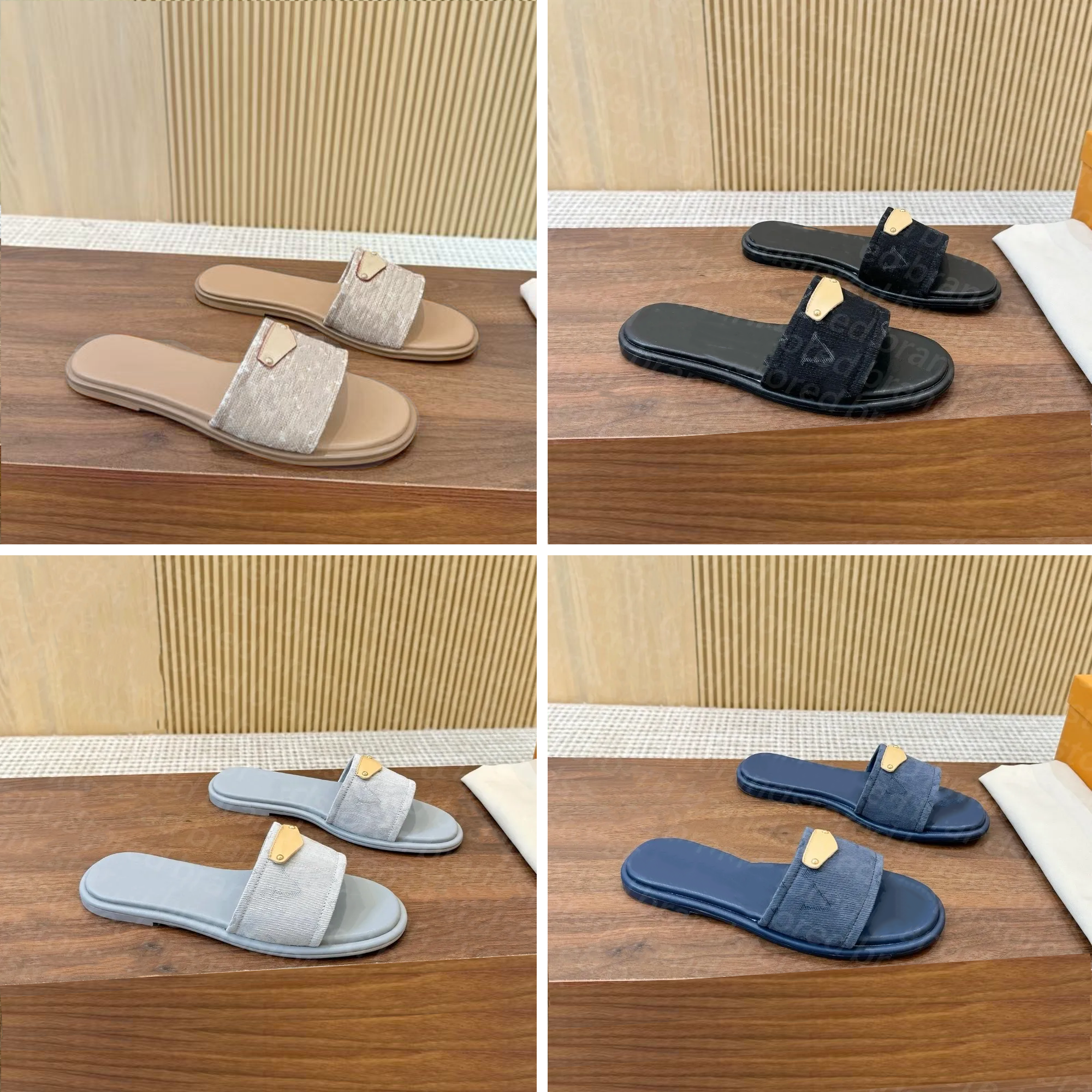 2025 Designer Sandals New Style Designer Women Slides Pink Denim Sandal High Quality size 35-43