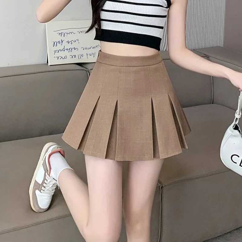 Sexy High Waist Womens Pleated Skirts Korean Chic Solid Color A Line Shorts Skirt Women Tennis Dance Student Mini Skirt Woman R250728