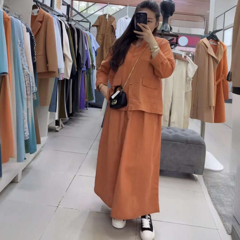 Spring New Women's Button Pocket Solid Color Half Skirt Elegant Fashion Set For Women B5