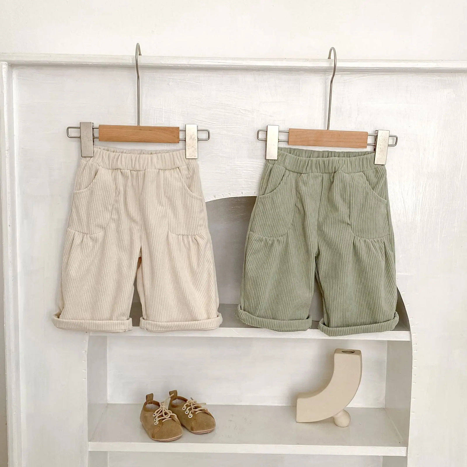 autumn clothing for babies aged 0-3 corduroy pants for boys and girls fashionable loose straight leg pants 250715
