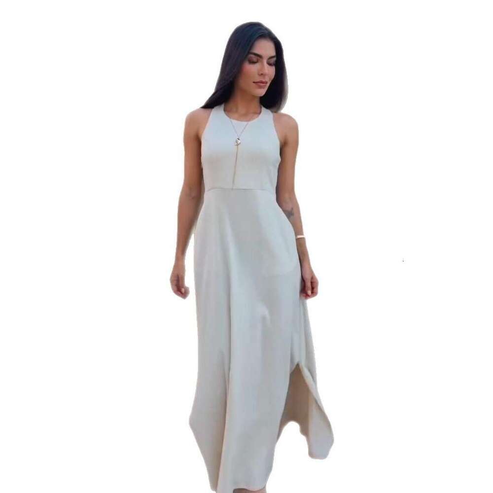 Sleeveless Bodycon Outfit Set Long New French Style Solid Color Strap Dress Women's Summer Wear B5