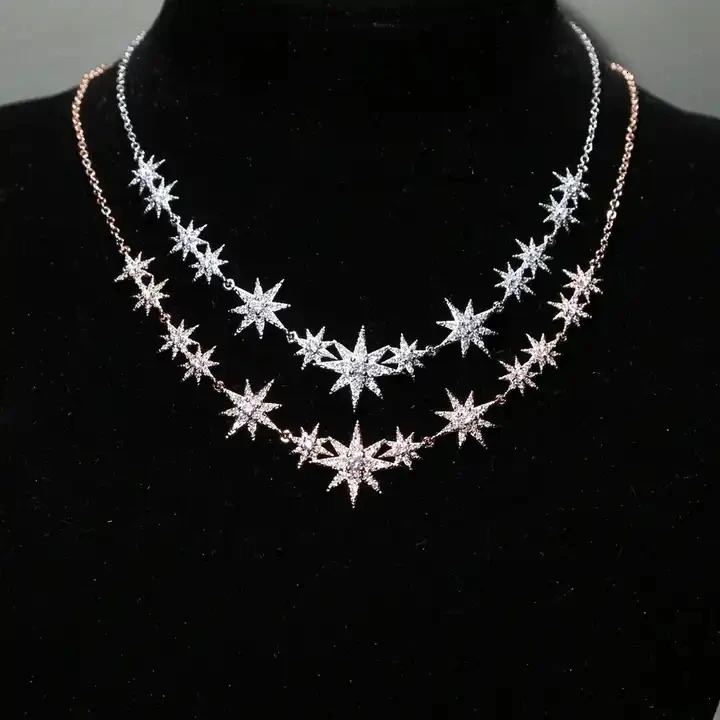 Summer Fashion Iced Out Bling Cz Star Starburst Charm Nchoker Necklaces For Women Delicate Charm Statement Jewelry Wholesale 250711