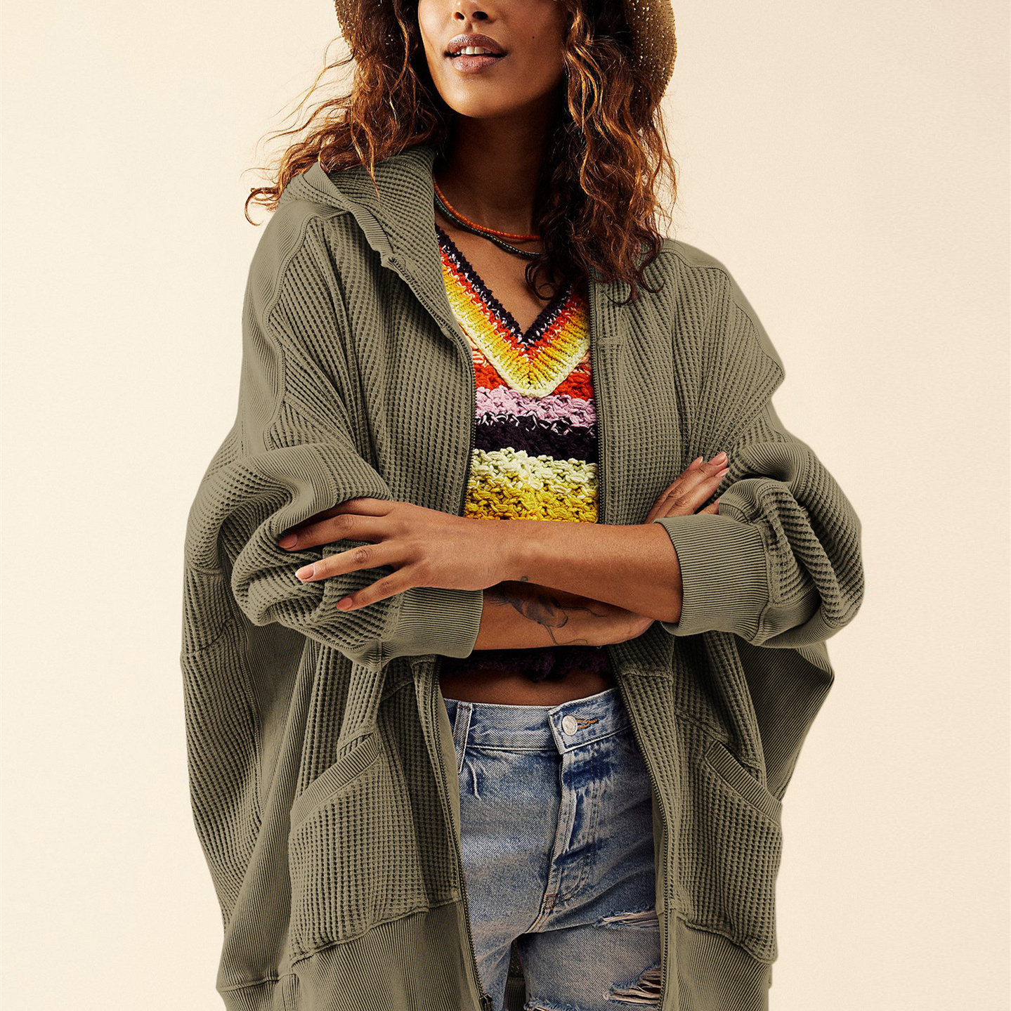 new Free shipping designer for women Cardigan zipper versatile hoodie jacket women hoodie mid length jacket