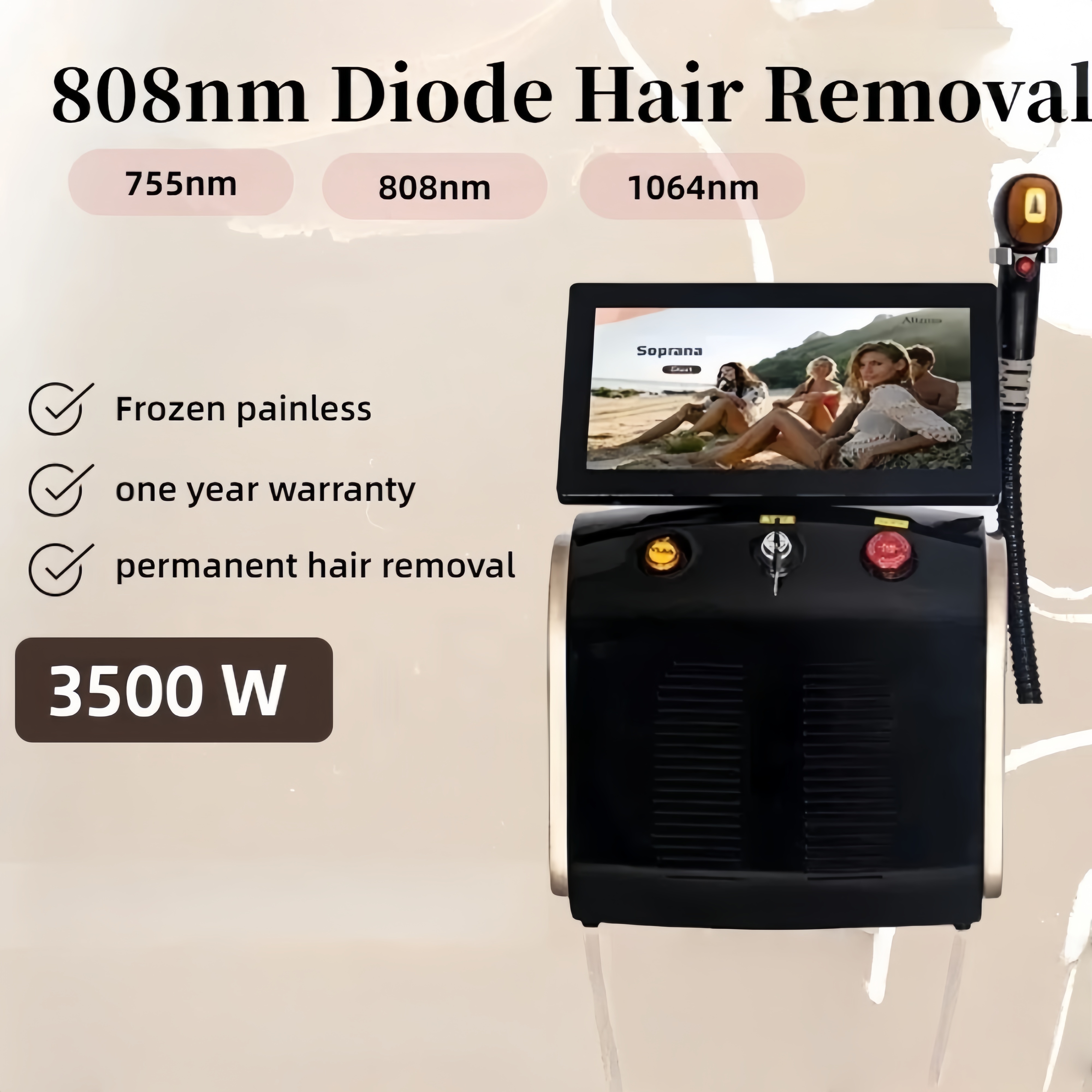 808nm diode laser 755nm 808nm 1064nm professional body hair removal machine Long term painless hair removal beauty Suitable for home and beauty salon