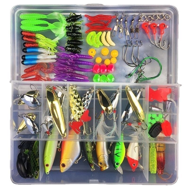 Fishing Lure Kit Soft and Hard Bait Set Gear Layer Minnow Metal Jig Spoon For Bass Pike Crank Tackle Accessories with Box 241115