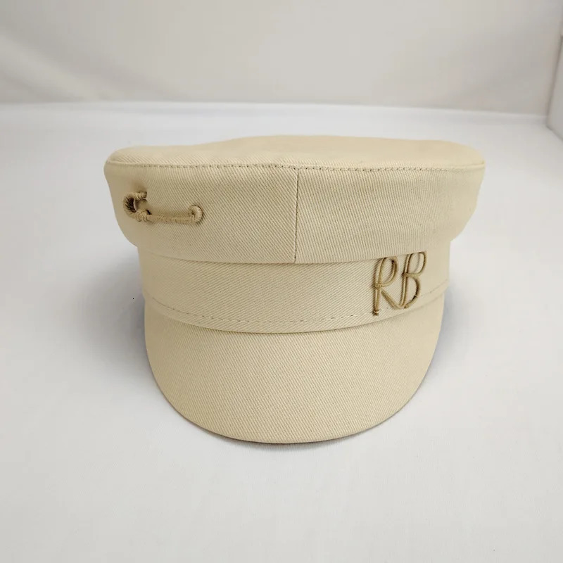 RB Letter Military Cap Spring Summer Travel sboy Caps Fashion Women Streetwear Flat Top Sailor Hat Lady Navy Hats 250714