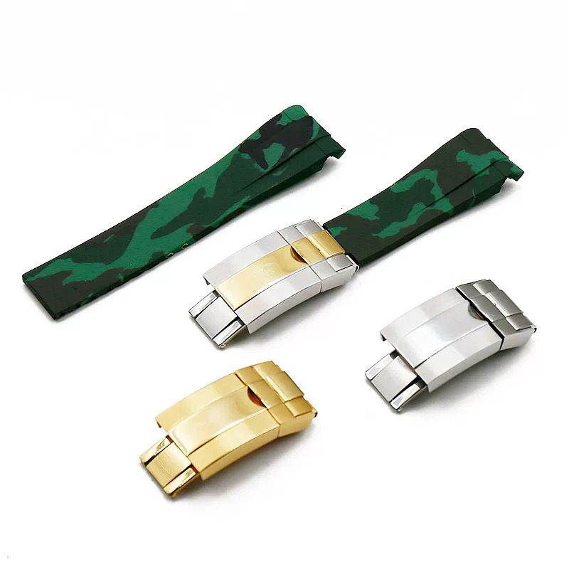 High quality Rubber watch strap 20mm 21mm waterproof silicone wristband camouflage watchband wristwatches band watch bracelet 220412