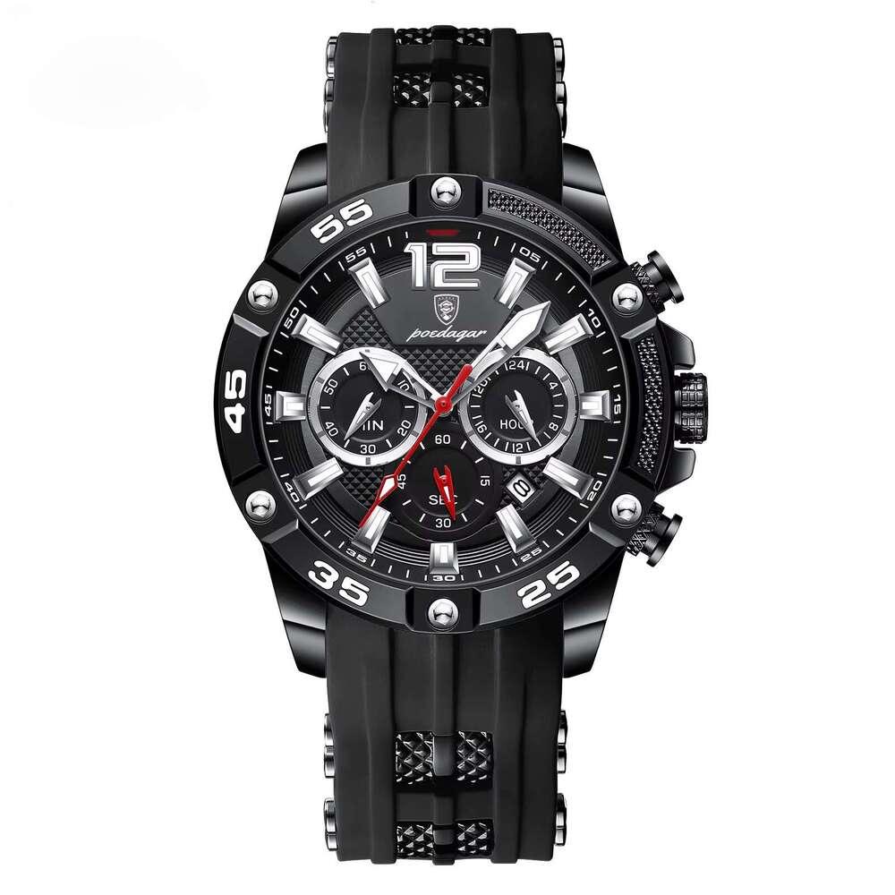 DHgargets Men's Sports Silicone Watch - 50M Waterproof Chronograph Quartz Wristwatch with Date & Tachymeter (Model 912)