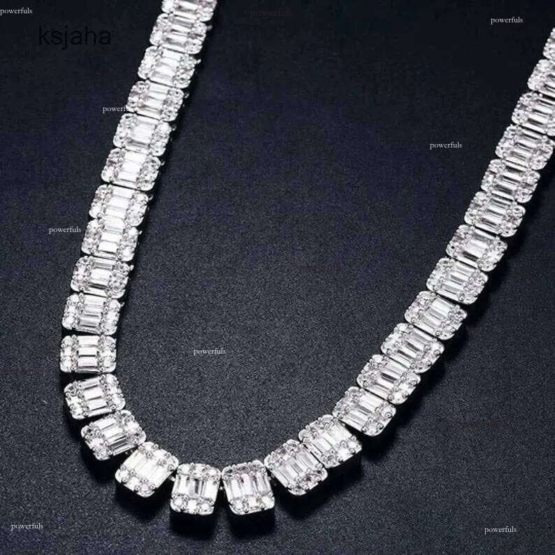 Vvs Moissanite Dia Sier Material 2mm 3mm 4mm 5mm 6.5mm Stone Tennis Link Chain Necklace For Rapper