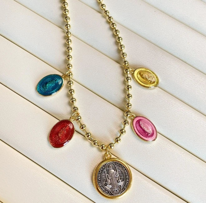 Christianity san benido Charm Fashion Pendant Necklace 18k gold plated Link Chain Copper Jewelry Necklaces Women 250711
