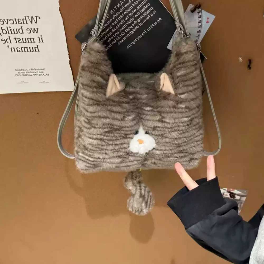 Cute Women Large Capacity Soft Backpacks Casual Zipper Plush Versatile Hand-Held Shopping Daily Commuter Bags Y250719