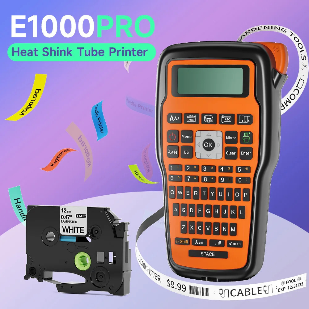 Portable Label Printer E1000 PRO Label Maker Machine with Tape USB-C for Power Multiple Font Icon for School Office Organization 250715