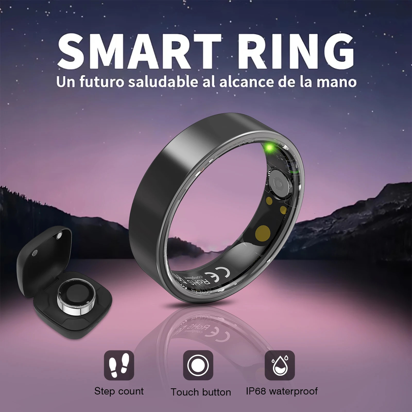 Smart ring IP68 waterproof sleep monitoring multiple sports modes pedometer stainless steel material unisex 250711