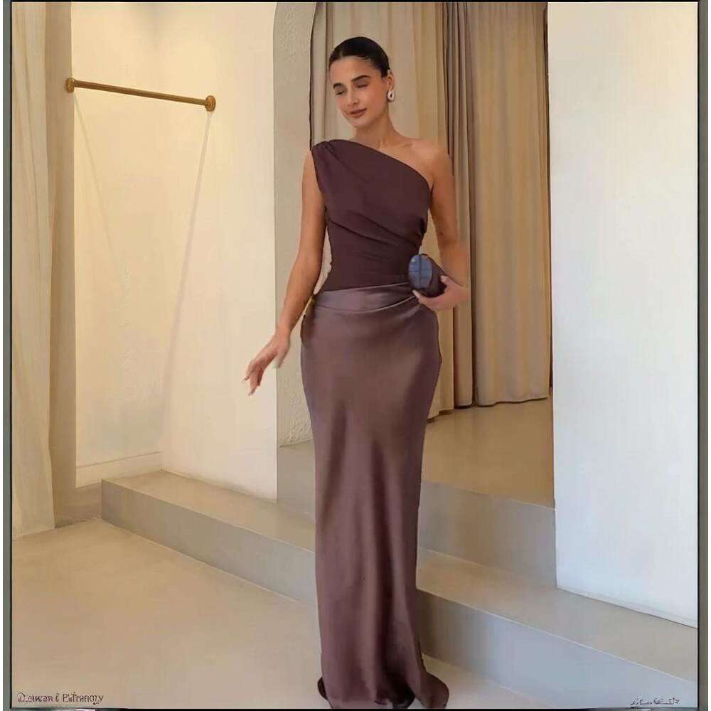 New Women's Round Neck Sleeveless Slim Fit Pure Desire Elegant Fashion Asymmetrical Neckline Dress For Women B5
