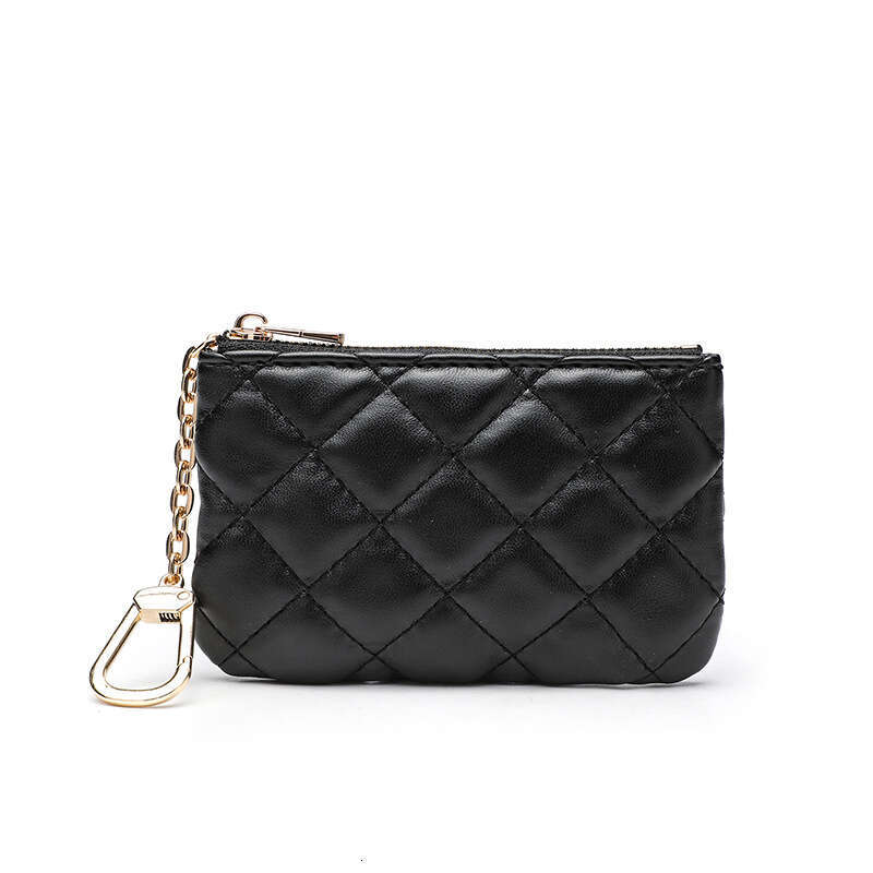 Women's Purse 2024 New Zipper Solid Color PU Embroidered Quilted Soft Leather Small Coin Card Holder Decorative Bag