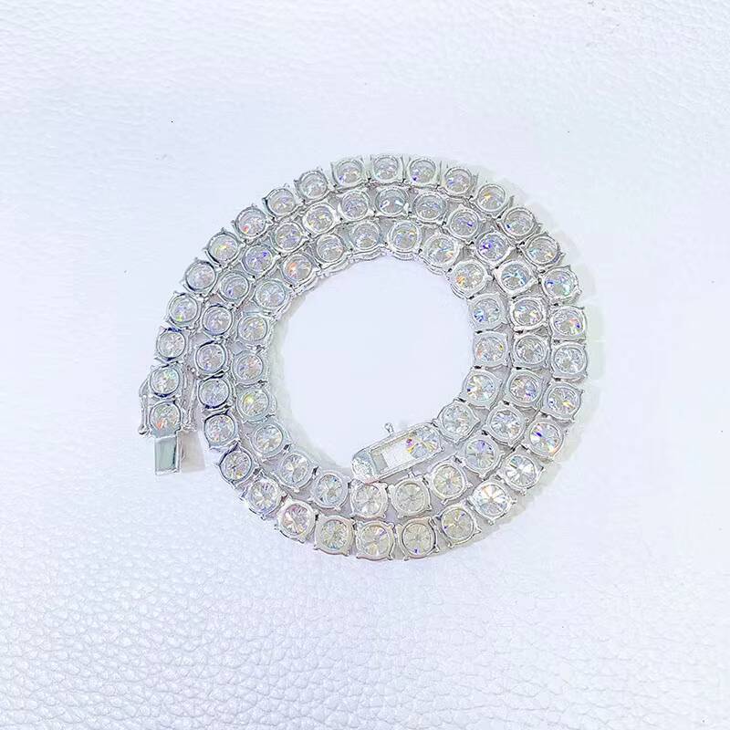 Moissanite Hip Hop Jewelry 6.5mm Tennis Chain 925 Silver Vvs Diamond Tennis Necklace