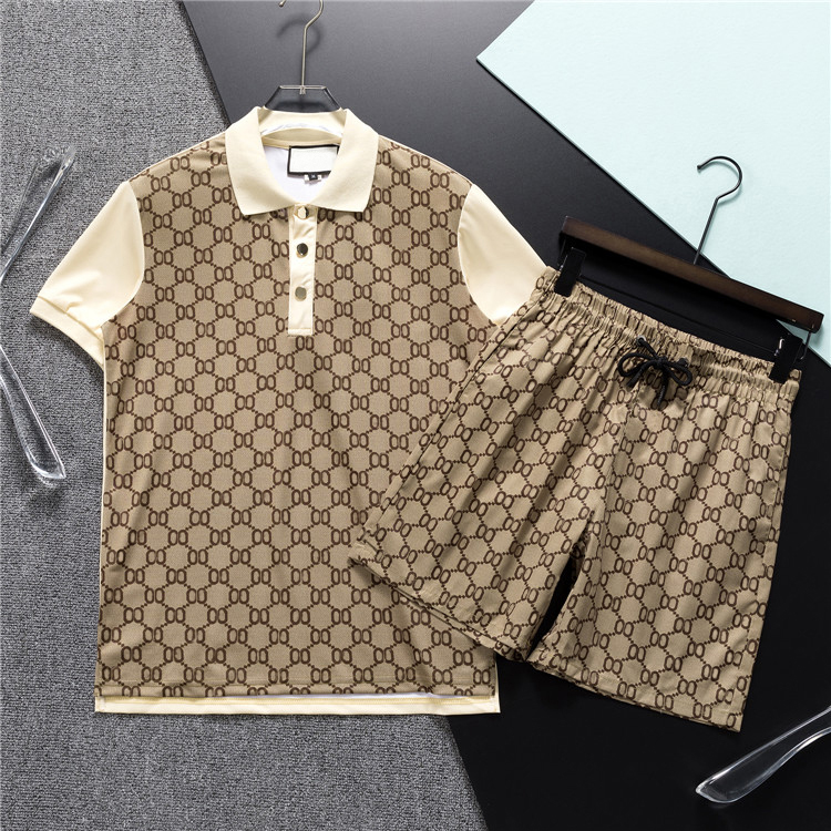 Fashion sports suit designer mens polo shirt shorts set summer casual luxury mens sports suit