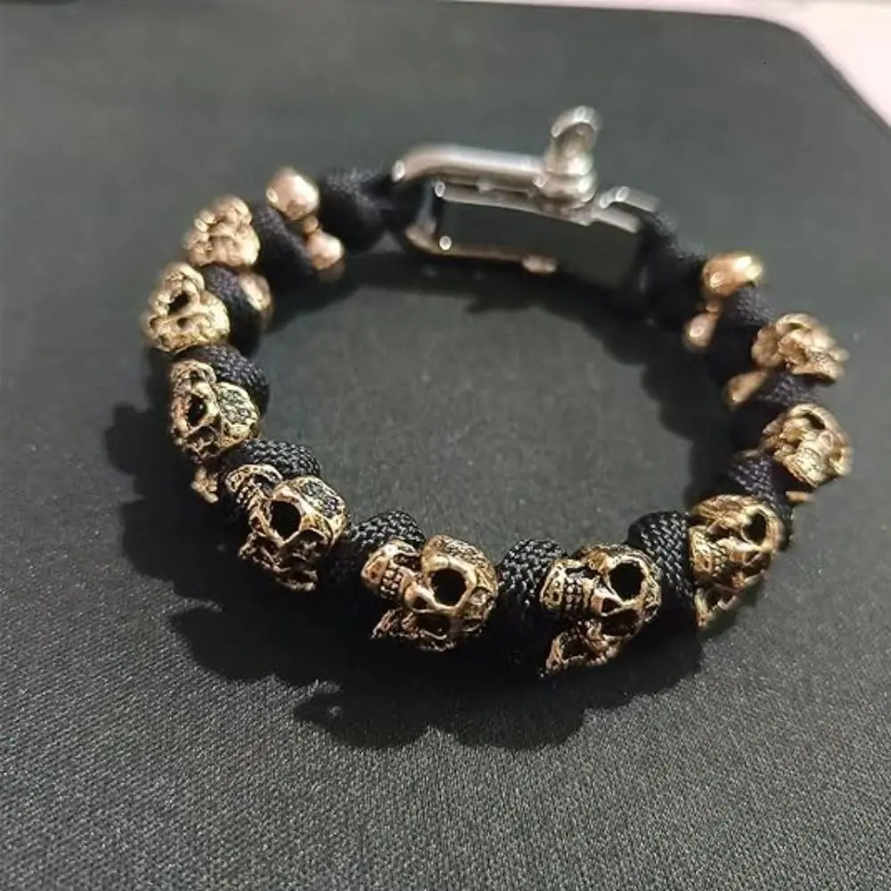 Skull Premium Paracord Bracelet Stylish Skull Premium Paracord Bracelet Mens Handmade Punk Hiphop Woven Bracelet Creative 250712