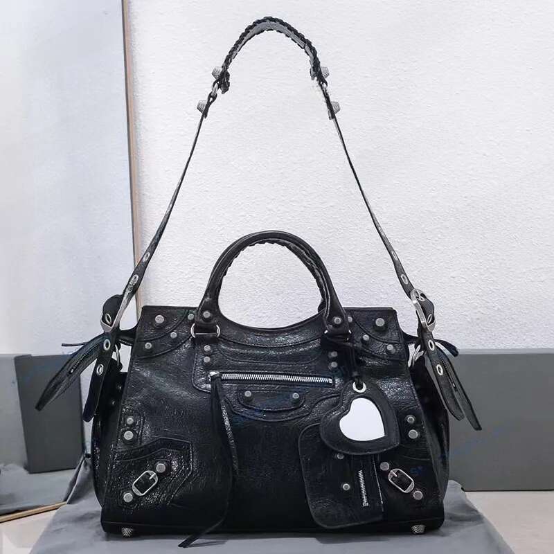 10A quality maxi city motorcycle graffiti denim handbags heart mirror small purse vintage classic tote bag genuine leather calfskin larege 38cm