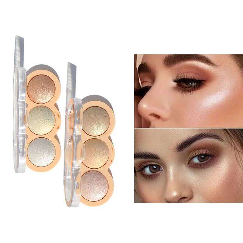 High Gloss Highlighter 3 Colors Baked Powder Brighten Contour Blush Waterproof Glitter Shimmer Fine Flash lasting Face Makeup X250715