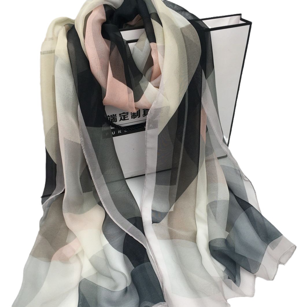 K1357 Summer multi-color fashion Georgette silk scarf ladies scarf thin headscarf sunscreen shawl geometric all-match square dance