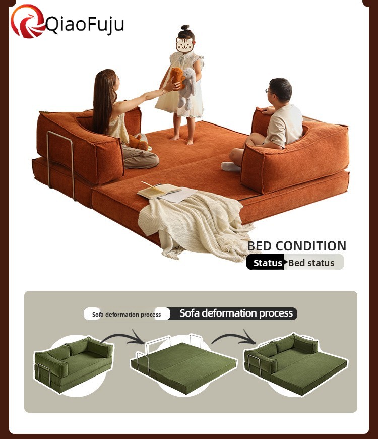 2-in-1 Folding Sofa Bed with Pillow Compression Sofa Corduroy Vintage Straight Fabric Teddy Sofa for Living Room compressed sofa couch in a box 4-pers