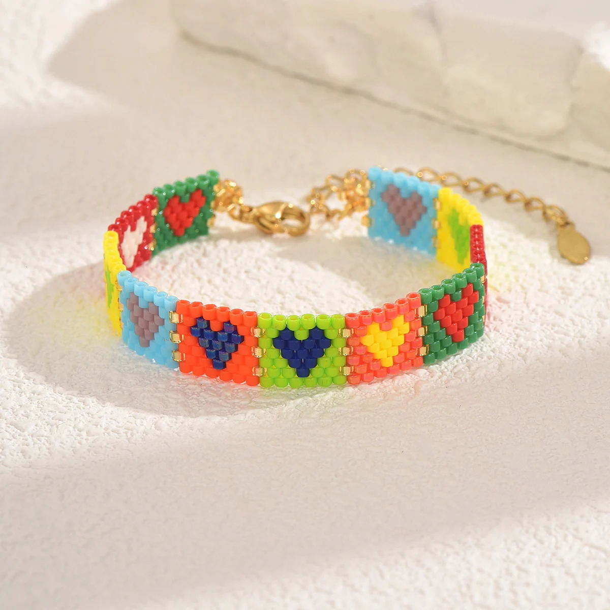 ZHONGVI Creative multi-color heart Stainless steel chain bracelet Miyuki Bracelet For Women Boho Pulseras Fashion Jewelry 250712