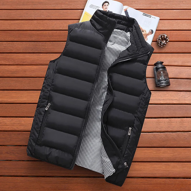 Men Vest Windproof Jacket Sleeveless Winter Casual Coat down Cotton Warm Thicken Waistcoat thick gilet 250707